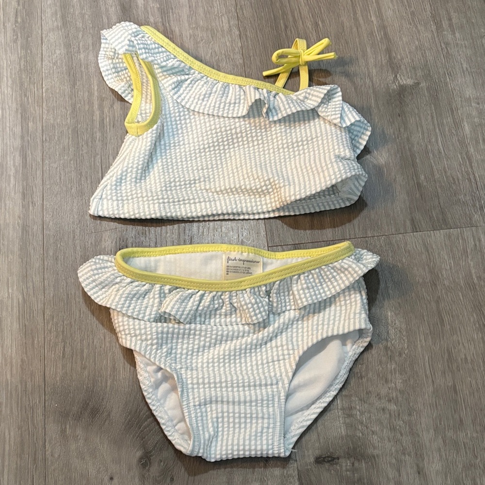 NWOT First Impressions Ruffled seersucker Swimwear Set